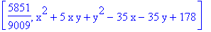 [5851/9009, x^2+5*x*y+y^2-35*x-35*y+178]